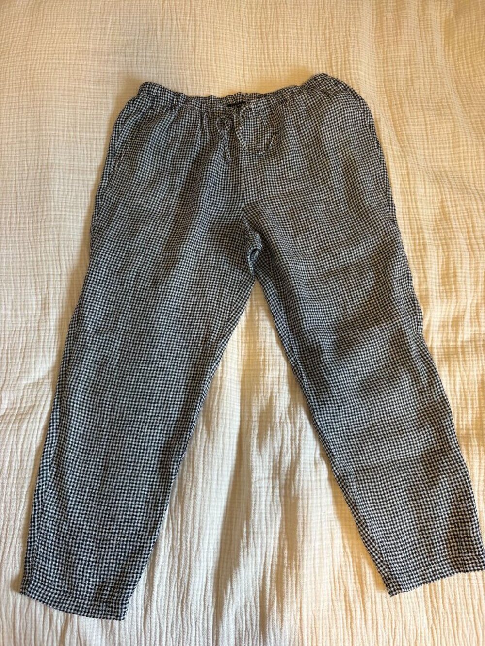 Eileen Fisher Ginham Linen Pants